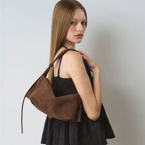 100% Brand New Korea KPOP Brand Murr Brown Vegan Suede Leather Shoulder Bag
